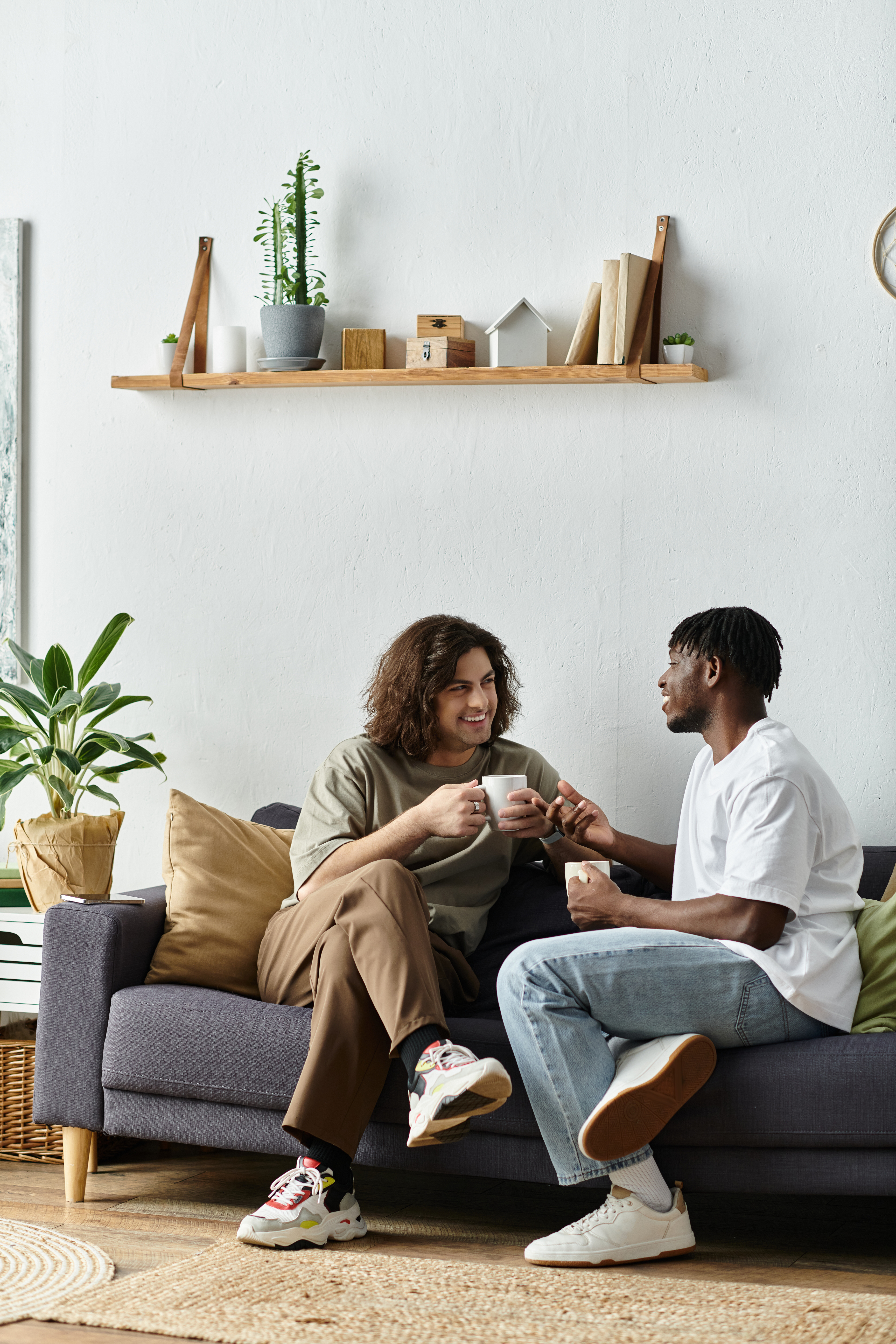 Couple talking on the sofa
